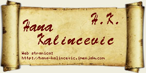 Hana Kalinčević vizit kartica